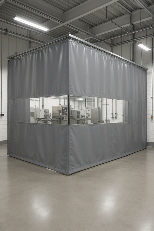 Cortina industrial PVC gris cristal visor