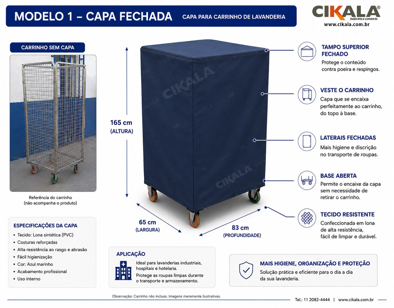 Capa para carrinho de lavanderia CIKALA
